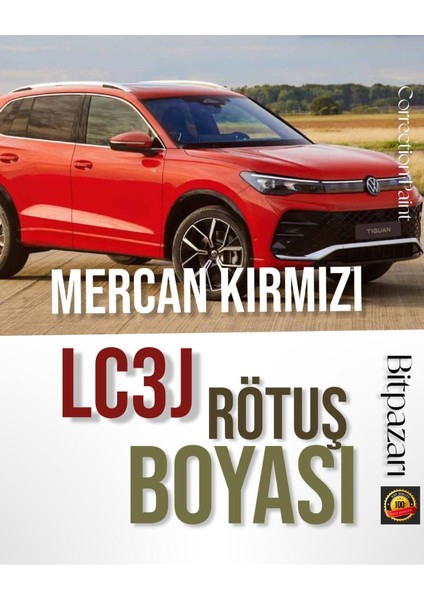 Tiguan , T-Roc , Taigo, Mercan Kırmızı LC3J - Profesyonel Rötüş Boyası - Taş Izi ve Çizik Giderici