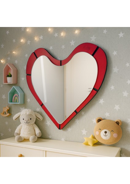 Kalp Şekilli Dekoratif Duvar Aynası – Çocuk Odası ve Bebek Odası Aksesuarı
