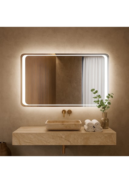 Aurora LED Ayna – Köşeleri Oval Dikdörtgen Duvar Aynası fırsatları