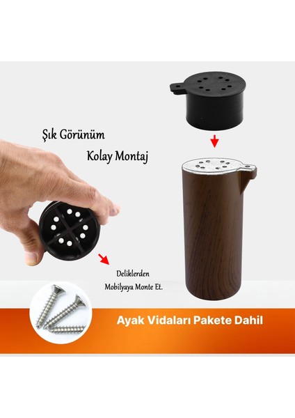 (8 Adet) Plastik Terra Kubik Kestane Kahvesi 15 cm Mobilya Kanepe Koltuk Baza Yükseltme Ayak Ayağı fırsatları