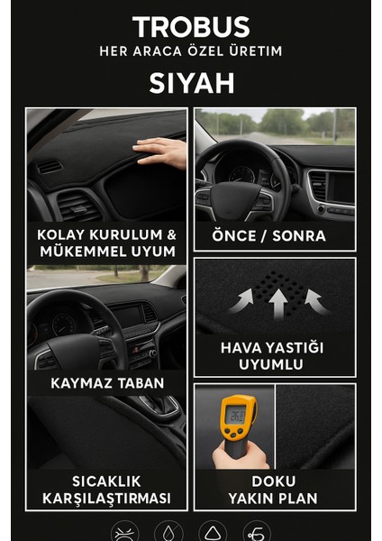 Ford Transit 2020+ - 3D Torpido Koruma Kılıfı - Ön Göğüs Kaplama - Siyah Şerit Trobus Transit fırsatları