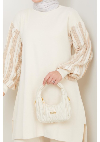 Balon Kollu Simli Triko Tunik Pantolon Takım fırsatları