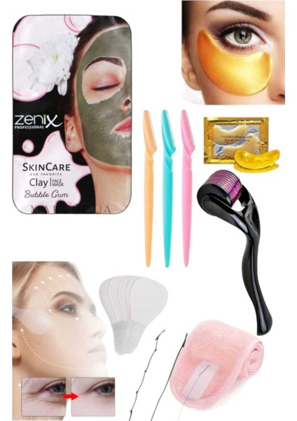 6'lı Set Kaş Yüz Göz Gerdirme Yoğa Lastiği 540 İğneli Cilt Bakım Dermaroller