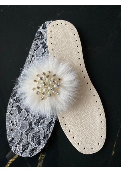 Beyoğlu Inci Taşlı El Örgüsü Kadın Ev Patik Babet – Krem Renk fiyatları