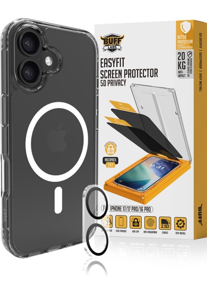 Buff iPhone 17 Avantaj Paket - Magsafe Kılıf + Ekran Koruyucu + Lens Koruyucu Privacy