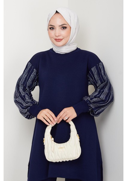 Balon Kollu Simli Triko Tunik Pantolon Takım fiyatları