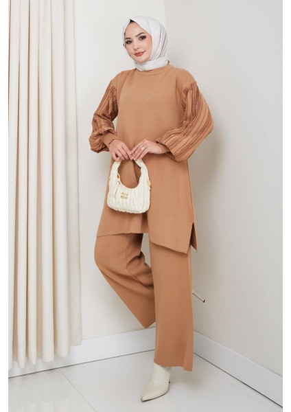 Balon Kollu Simli Triko Tunik Pantolon Takım fiyatları