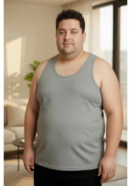 Büyük Beden Pamuklu Erkek Atleti 12'li Paket - Gri