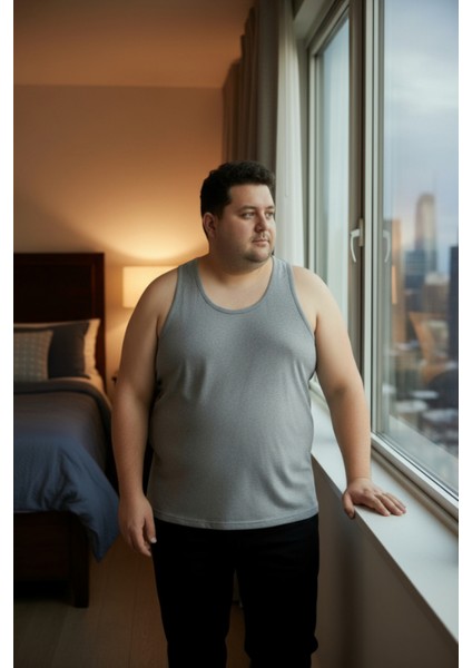 Büyük Beden Pamuklu Erkek Atleti 12'li Paket - Gri fiyatları