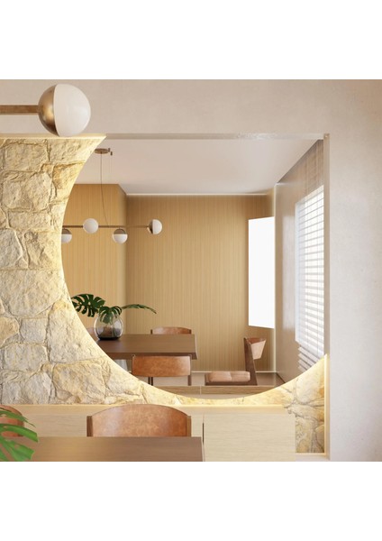Solaris LED Ayna – Yarım Daire Formlu Modern Duvar Aynası