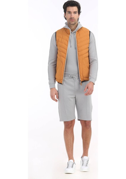 Turuncu Regular Fit Dik Yaka Casual Dokuma Spor Yelek