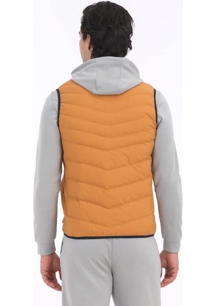 Turuncu Regular Fit Dik Yaka Casual Dokuma Spor Yelek