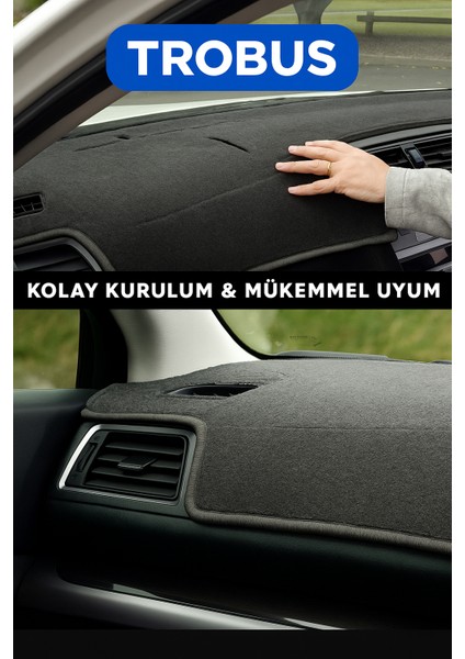 Renault Megane 2 (2002–2009) - 3D Torpido Koruma Kılıfı - Ön Göğüs Kaplama - Siyah Şerit Trobus Megane modelleri