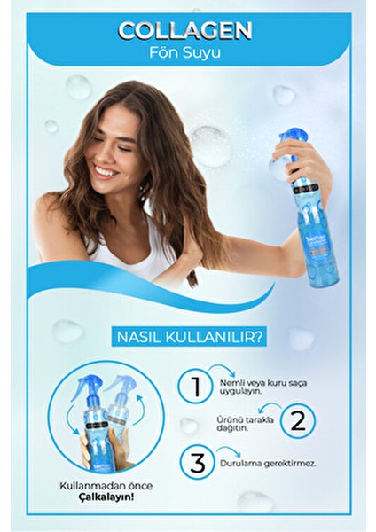 Collagen Kuru Saçlar İçin Fön Suyu Mavi Su 400 ml Nemlendirici Etkiyle fırsatları