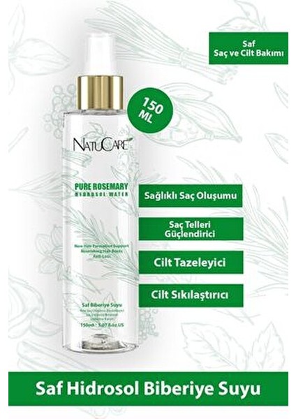 Saf Biberiye Suyu 150 ml Saç Bakımında Yeni Saç Oluşumunu Destekler