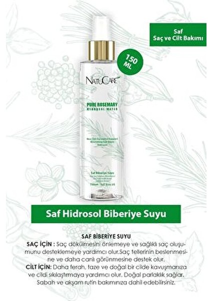 Saf Biberiye Suyu 150 ml Saç Bakımında Yeni Saç Oluşumunu Destekler