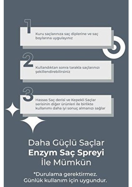 Enzym Saç Bakım Spreyi Hassas Saçlar İçin Kepek Karşıtı Etki 200 ml Çay Ağacı Kokusuyla