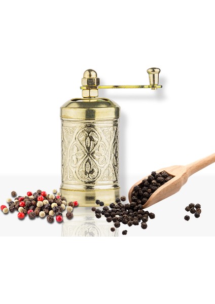 Glıos Sarı Zamak Karabiber El Değirmeni Öğütücü Grinder 8 cm