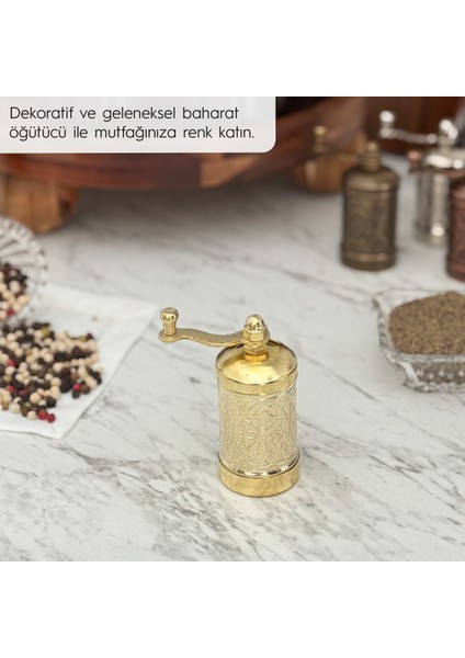 Glıos Sarı Zamak Karabiber El Değirmeni Öğütücü Grinder 8 cm modelleri