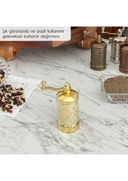 Glıos Sarı Zamak Karabiber El Değirmeni Öğütücü Grinder 8 cm fırsatları