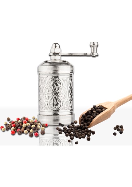 Glıos Nikel Zamak Karabiber El Değirmeni Öğütücü Grinder 8 cm