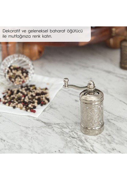 Glıos Nikel Zamak Karabiber El Değirmeni Öğütücü Grinder 8 cm modelleri