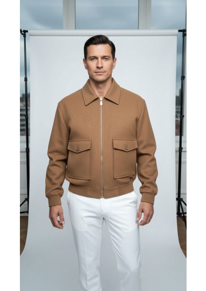 Erkek Oversize Kaşe Mont Siyah – Kalın Kumaş Şık Kışlık Mont