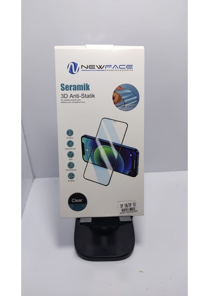 Apple iphone 16 ve iphone 15 Uyumlu 9h Seramik 3D Anti-Statik Ekran Koruyucu