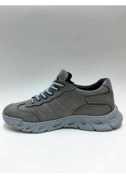 Hakiki Deri Gri Renk Nubuk Bağcıklı Rahat Esnek Kauçuk Tabanlı Dar Kalıp Kışlık Erkek Ayakkabı C-5824004197BULL modelleri