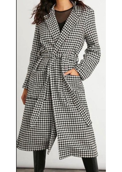 Kadın Kaz Ayağı Desen Kaban