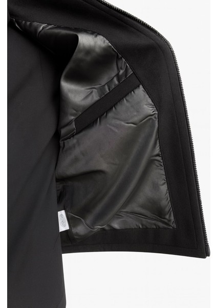 Erkek Oversize Kaşe Mont Siyah – Kalın Kumaş Şık Kışlık Mont modelleri