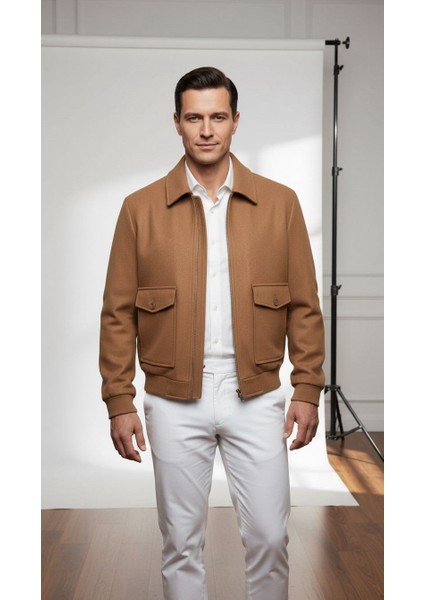 Erkek Oversize Kaşe Mont Siyah – Kalın Kumaş Şık Kışlık Mont