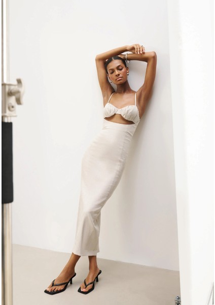 Özel Dikim Keten Büstiyer Uzun Kadın Elbise modelleri