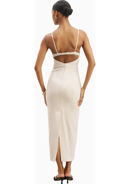 Özel Dikim Keten Büstiyer Uzun Kadın Elbise fırsatları