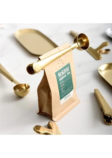 Mandallı Kahve Ölçü Kaşığı Gold Çok Fonksiyonlu Paslanmaz Çelik Kaşık (5148) fiyatları