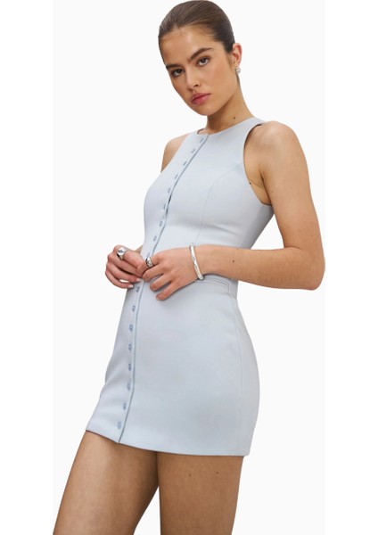 Tailored Button Down Mini Dress Kadın Elbise