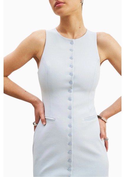 Tailored Button Down Mini Dress Kadın Elbise