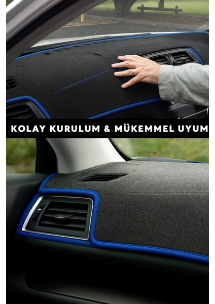 Kia Cerato 2004-2008 - 3D Torpido Koruma Kılıfı - Ön Göğüs Kaplama - Mavi Şerit Trobus Cerato fırsatları