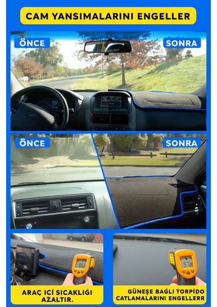 Kia Cerato 2004-2008 - 3D Torpido Koruma Kılıfı - Ön Göğüs Kaplama - Mavi Şerit Trobus Cerato indirimleri