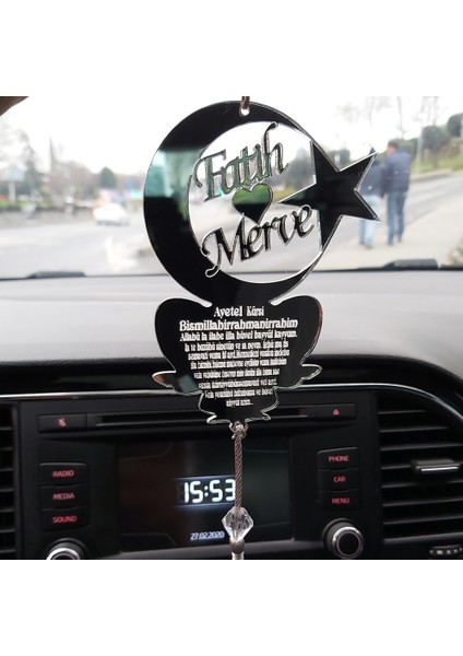 Kişiye Özel Ay Yıldız Araba Süsü Pleksi Dikiz Aynası Süsü Gümüş Renk