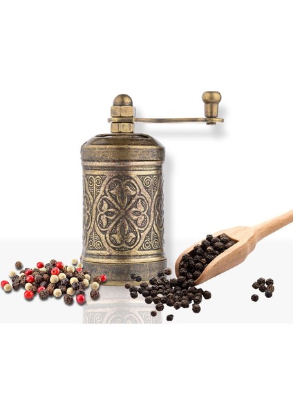 Glıos Antik Zamak Karabiber El Değirmeni Öğütücü Grinder 8 cm