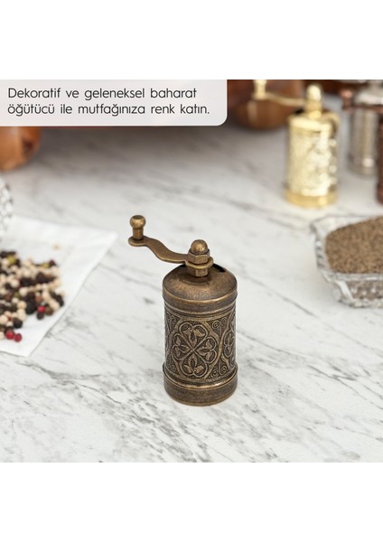 Glıos Antik Zamak Karabiber El Değirmeni Öğütücü Grinder 8 cm modelleri