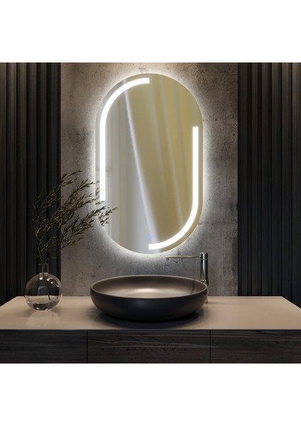 "sd" Ledli Kumlamalı Dokunmatik Sensörlü Trafolu Makyaj Aynası Banyo Aynası