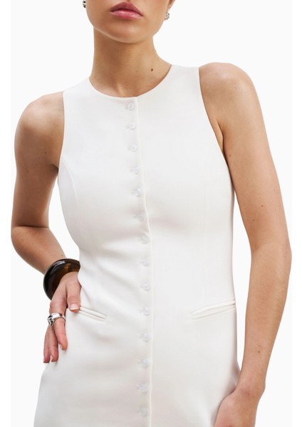 Tailored Button Down Mini Dress Kadın Elbise