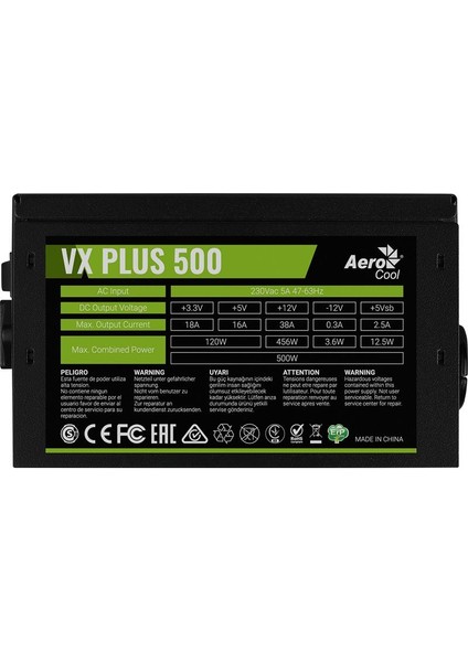 Aerocool AE-VXP500A Vx Plus 500W 38A 12V Aktif Pfc Güç Kaynağı modelleri