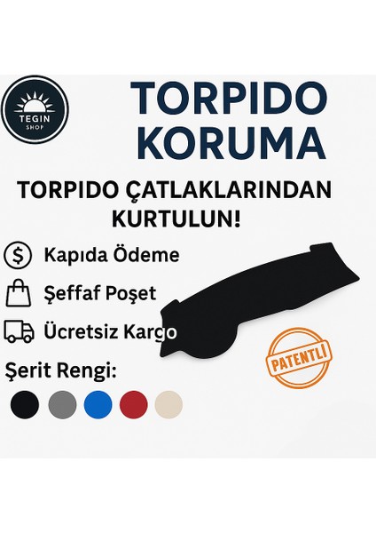 Kia Cerato 2008-2012 - 3D Torpido Koruma Kılıfı - Ön Göğüs Kaplama - Mavi Şerit Trobus Cerato