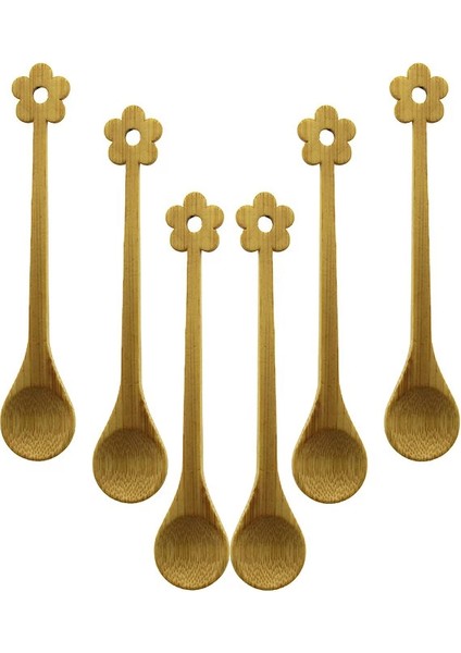 6 Pcs Mini Bambu Ahşap Kaşık 14.5cm (5148)