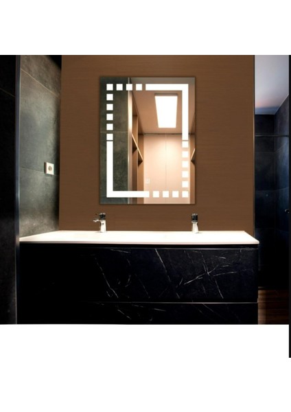 80X60 cm Beyaz LED Dekoratif Banyo Aynası modelleri