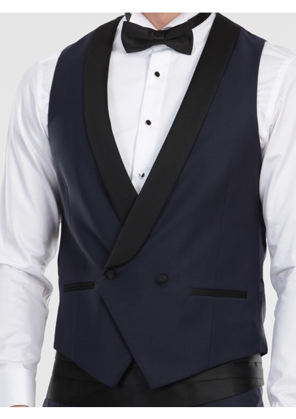 Saks Fitted Fit Şal Yaka Klasik Yelek indirimleri