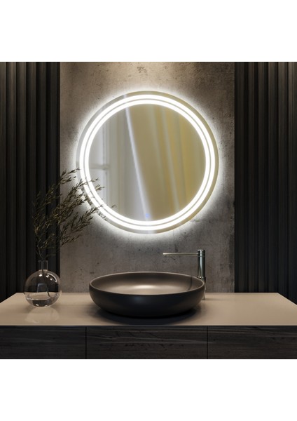 "double Edge" Kumlu "dokunmatik Sensörlü" Dekoratif Ledli Banyo Aynası